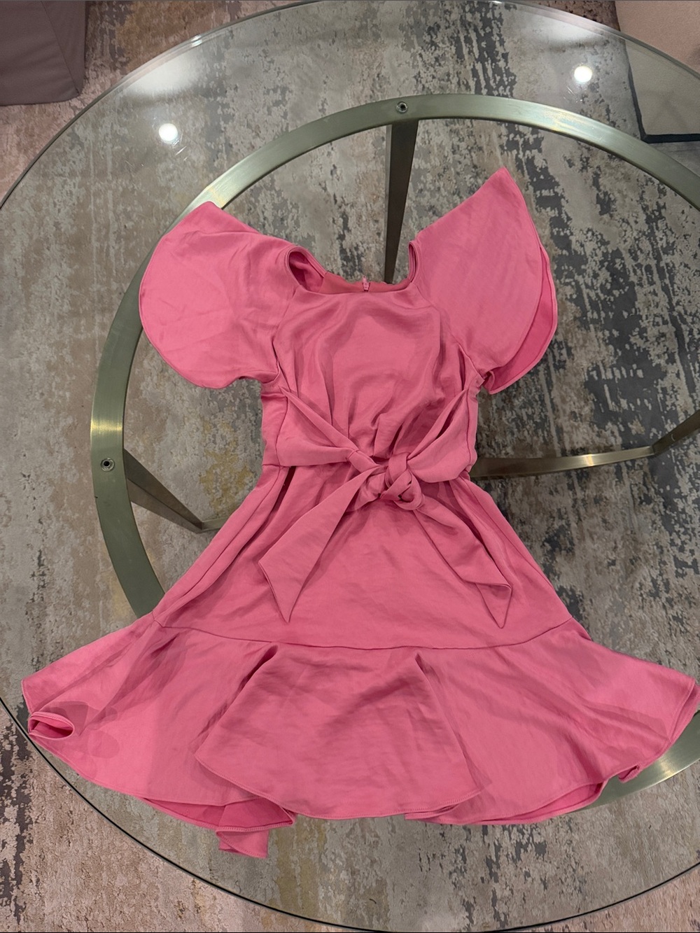 GB girls Pink Flutter-Sleeve Tie-Waist Party Dress